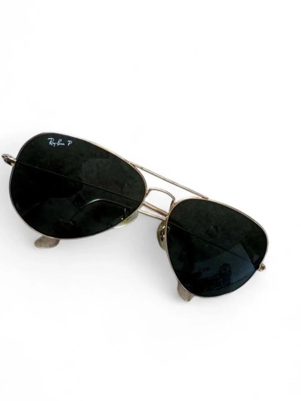 Ray-Ban Gold Frame Aviator Sunglasses with Black Lenses